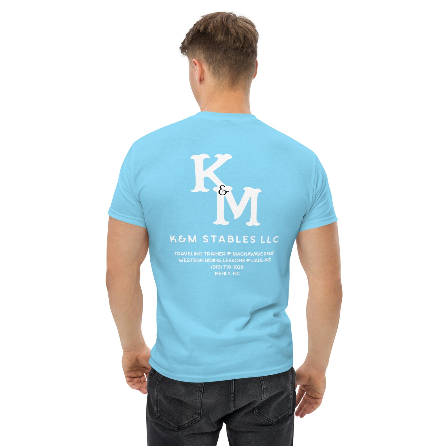 K&M Stables LLC White Logo Men's classic tee