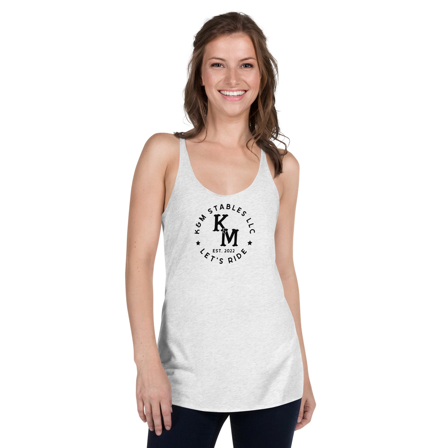 K&M Stables LLC Black Logo Women's Racerback Tank